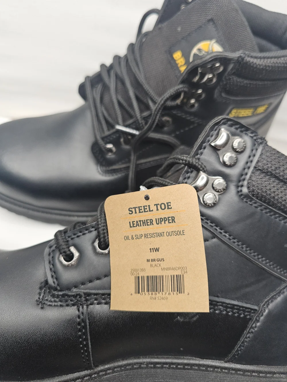 NWT Brahma Gus Steel Toe Black Leather Work Boots Men’s 11W